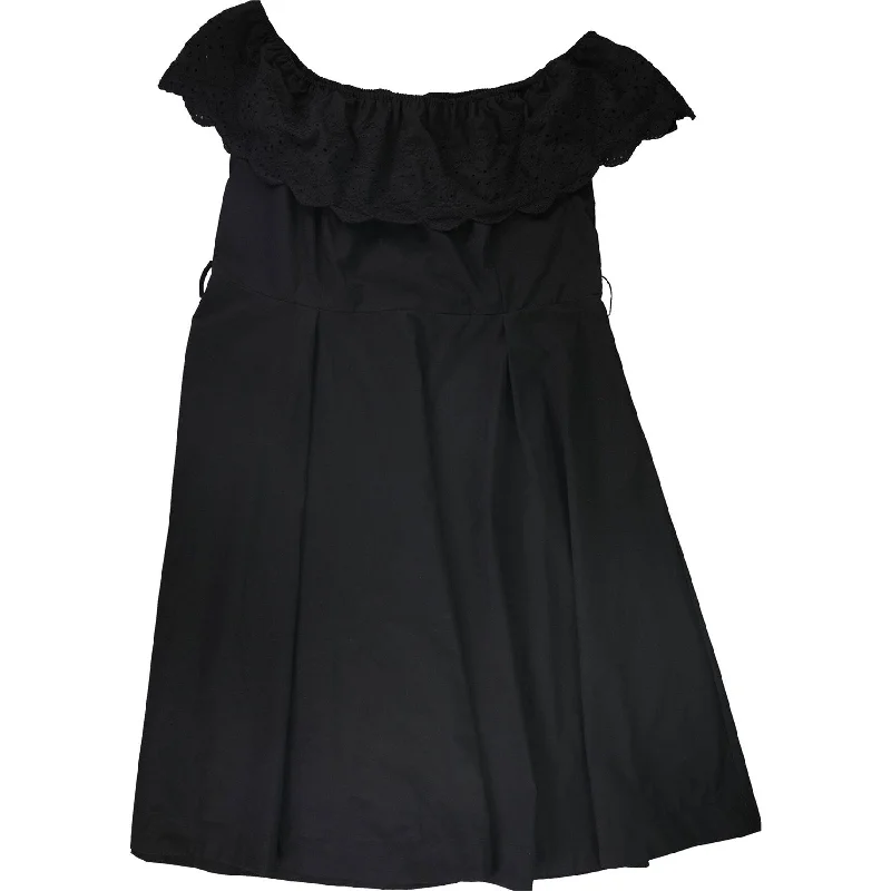 Soft Textures City Chic Womens Off-The-Shoulder Midi Dress, Black, XL/22