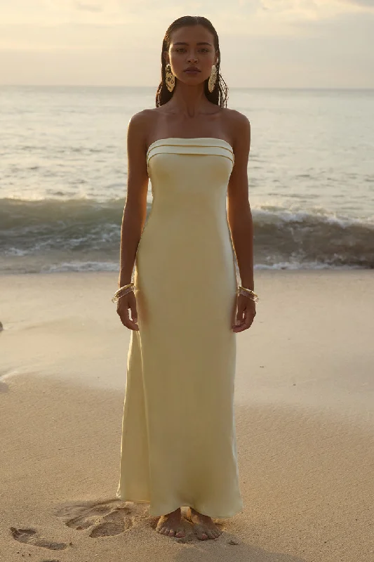 Luxury Classic DELILAH MAXI DRESS - LEMON