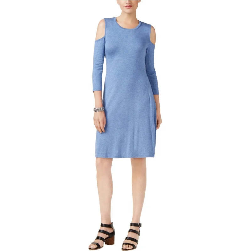 Classic And Versatile Style & Co. Womens Cold-Shoulder Shift Dress, Blue, Medium