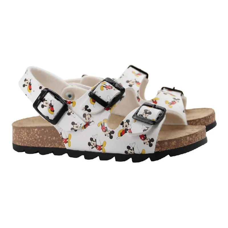 Comfortable And Versatile White Mickey Print Sandals