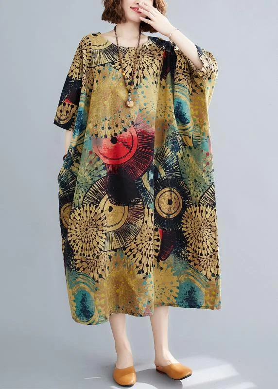 New Design Organic Linen versize Cotton U Neck Summer Dresses