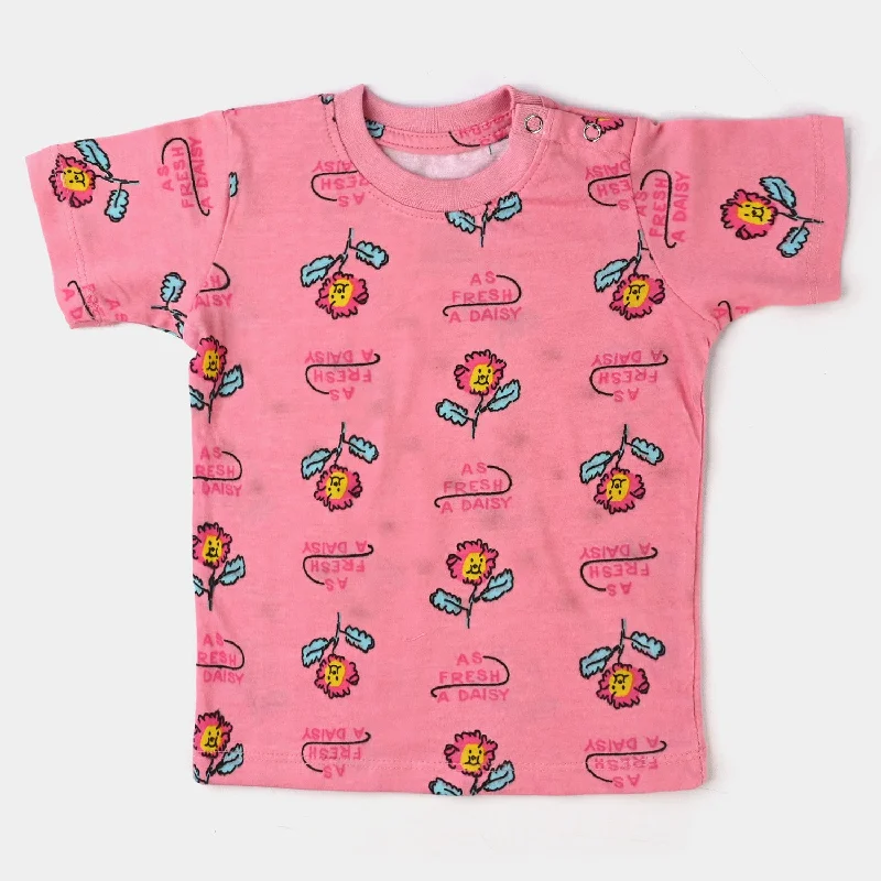 Comfortable down Infant Girls Cotton Jersey T-Shirt- Salmon