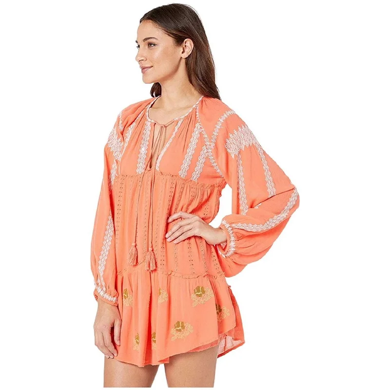 Trends Free People Womens Wild Horses Mini Dress, Orange, Small