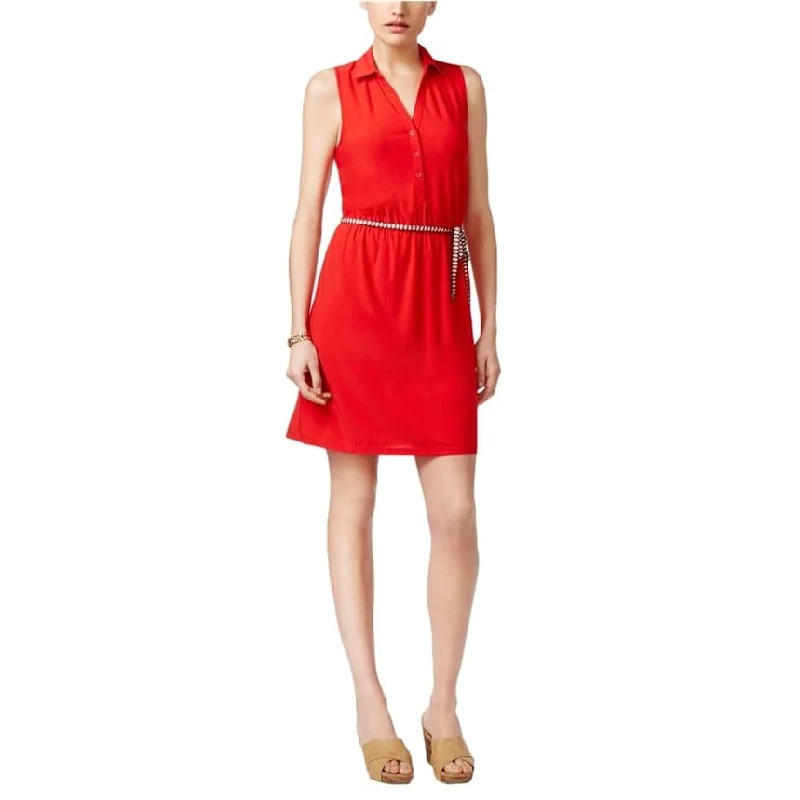 Cozy Outerwear G.H. Bass & Co. Womens Belted Shirt Dress, Red, XX-Large