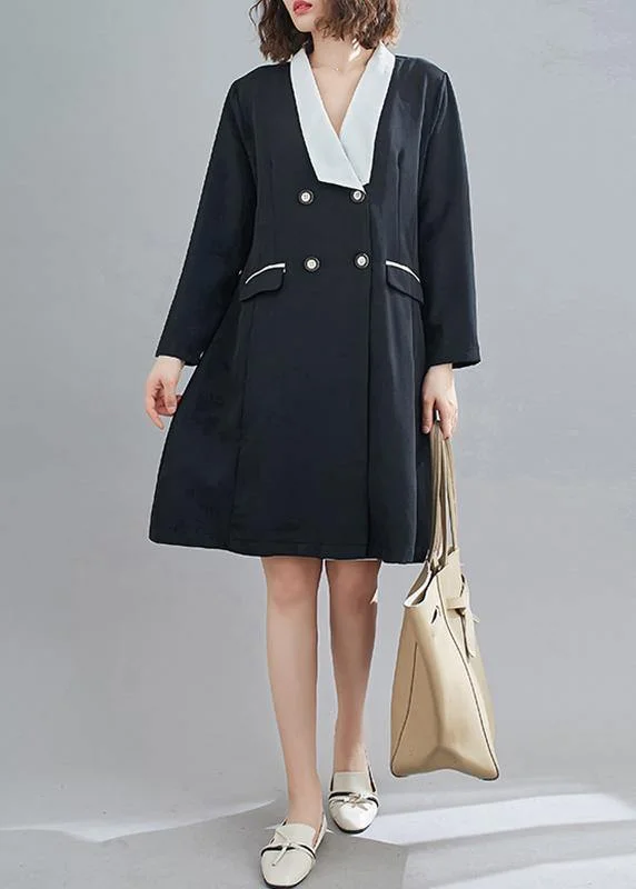 High-end Fashion Organic V-Neck Button Spring dresses Fashion Ideas Black Dress