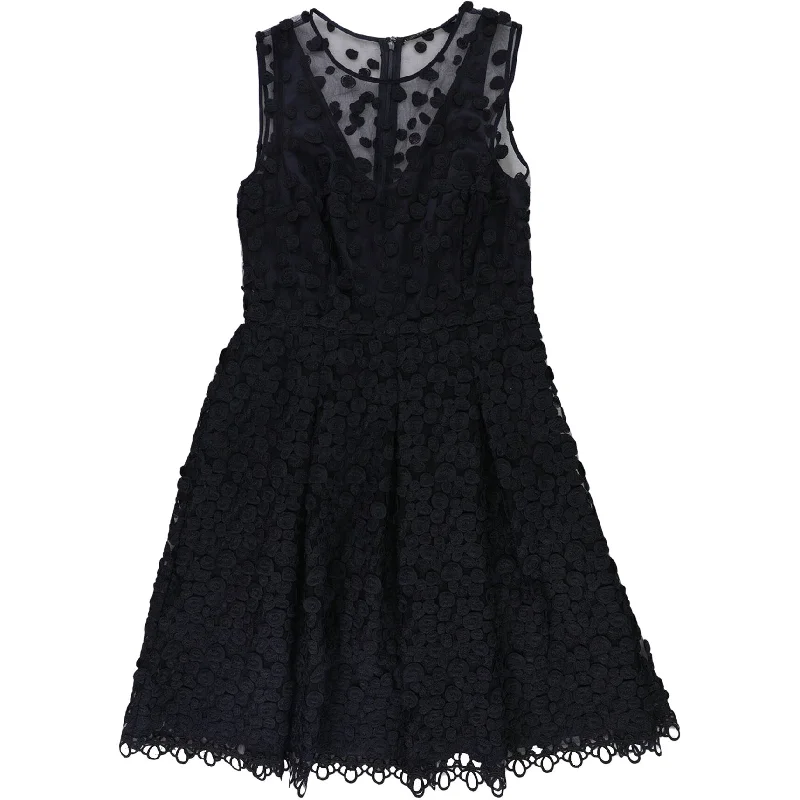 Refreshing Design Elie Tahari Womens Jessy Embroidered A-line Dress, Blue, 4