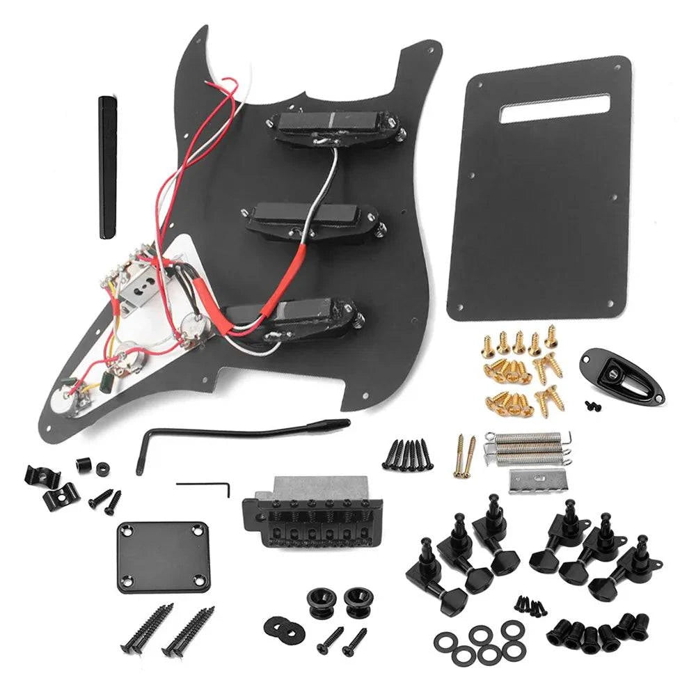 Fashion Innovation ST Style Electric Guitar Full Set DIY Accessory Kit Including Prewired Pickguard Bridge SSS Pickups and Other Accessories