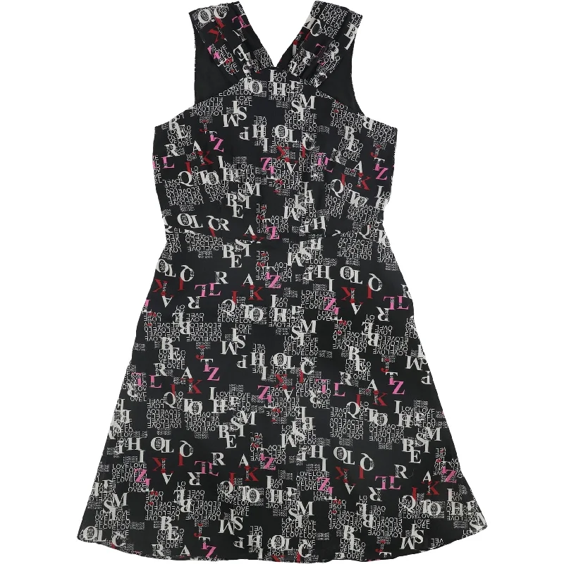 Fashionable And Versatile Rachel Roy Womens Text Print A-line Dress, Black, 4