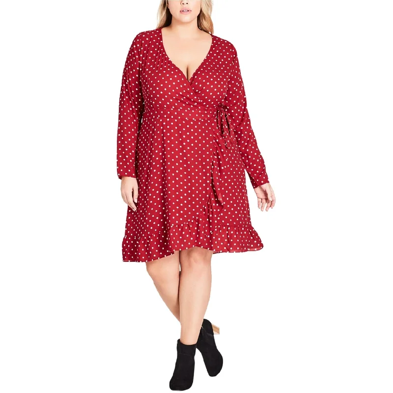 Avant-garde trend City Chic Womens Polka Dot Wrap Dress, Red, XS/14W
