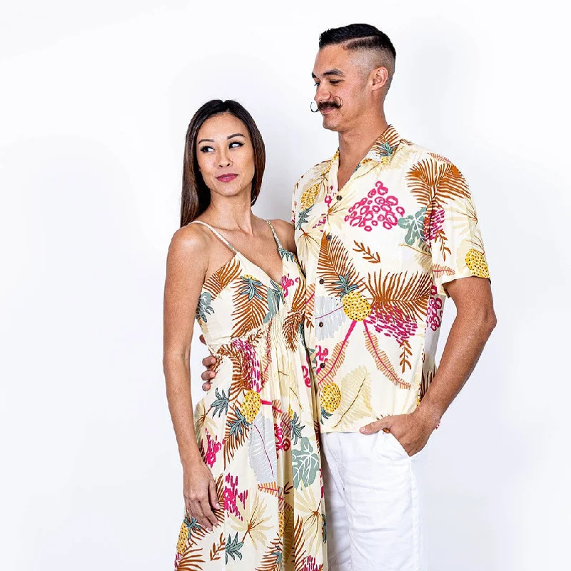 Luxury And Elegant Pineapple V-Neck Dress, Made in Hawaii