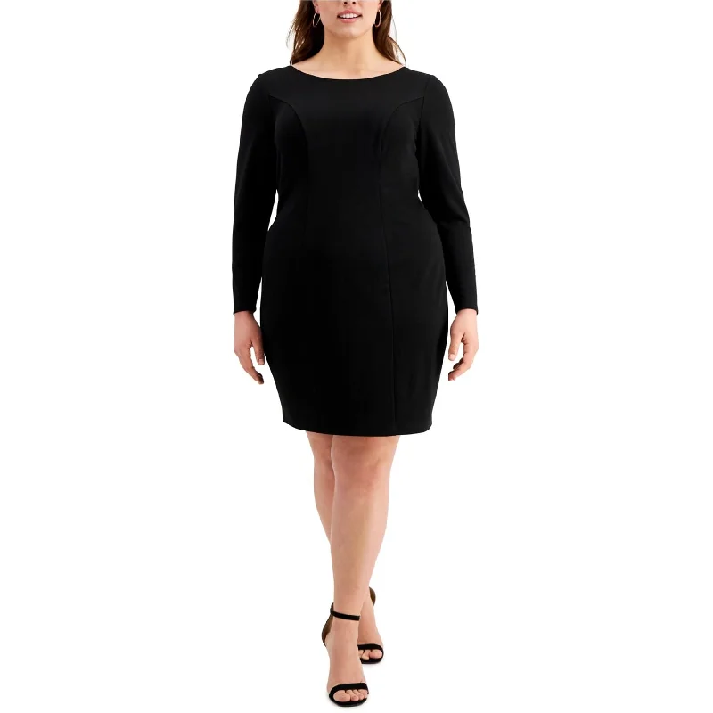 Fresh And Natural Emerald Sundae Womens Trendy Cross Back Bodycon Dress, Black, 20