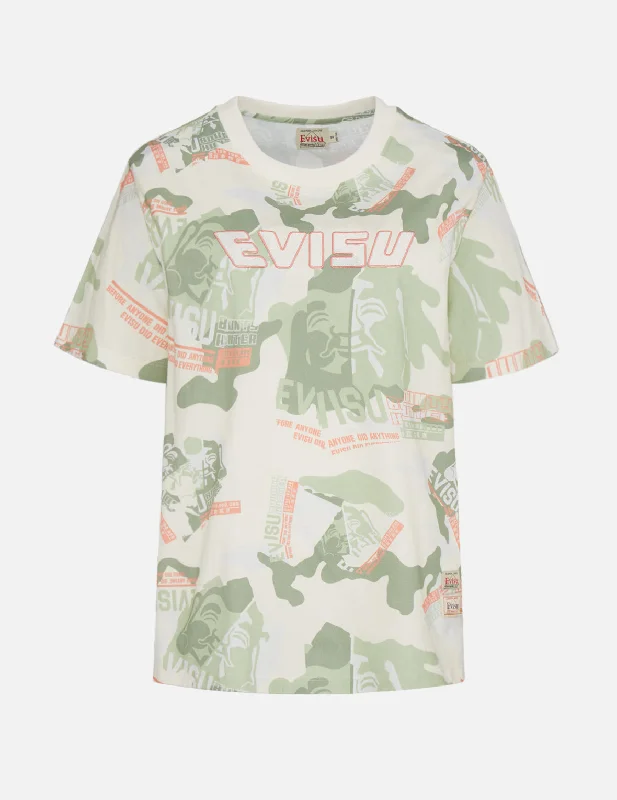 Sports Jumpsuit Allover Godhead Camouflage Print Boyfriend T-Shirt