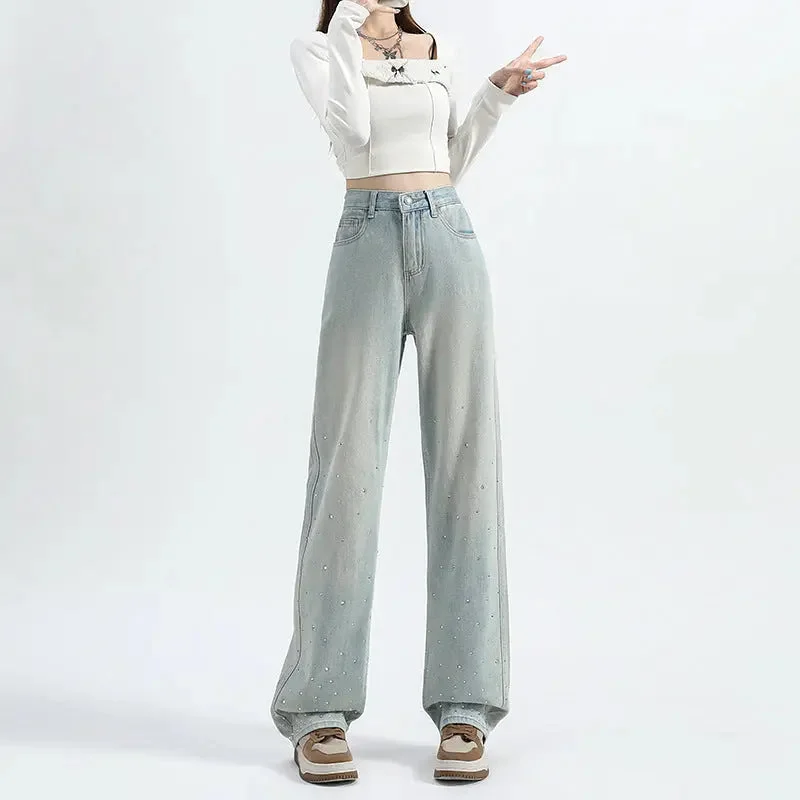 Urban Fashion Women's Mint Green Straight Loose Jeans
