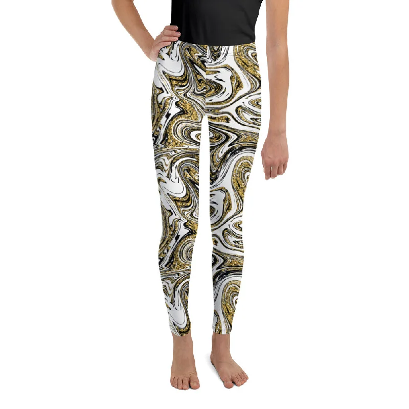 Trendy Wear Glitter Print Marble Youth Leggings