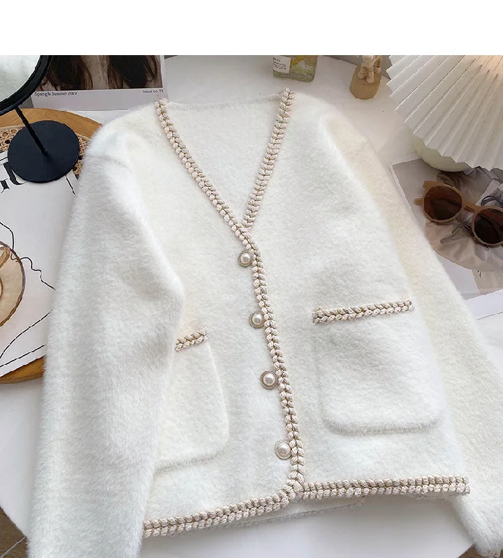 Casual And Casual Small fragrance hemp wrapped Long Sleeve Jacket  6060