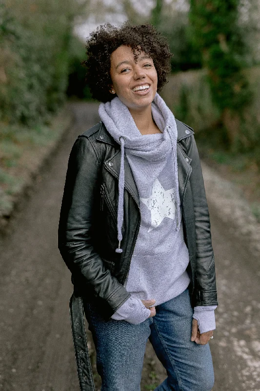 Goddess Outfit Grey Star Cowl Neck Hoodie