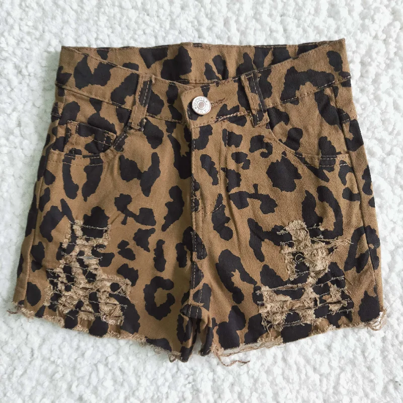 Style Design Leoaprd denim shorts