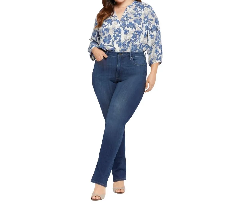 Retro Stripes Slim Bootcut Jeans In Blue Moon