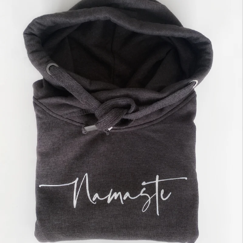 Girl Style Charcoal Grey Namaste Cowl Neck Hoodie