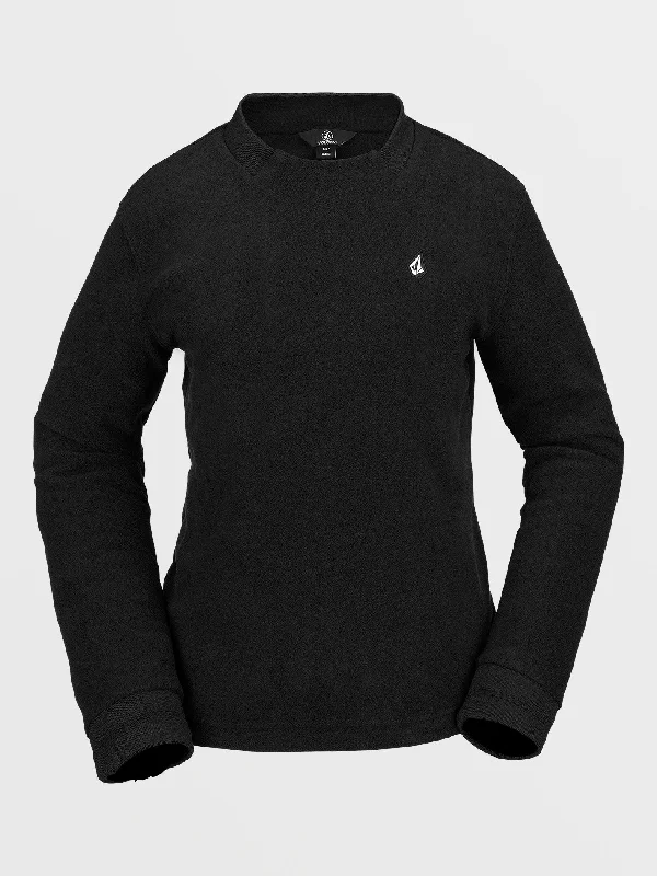 Versatile Items Womens Polar Fleece Crew Pullover - Black