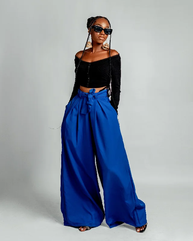 Soft Fashion Tisa High waisted Trouser | Blue African Print
