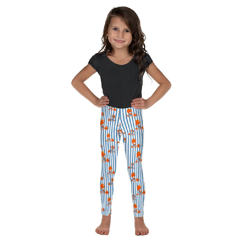Retro Literary Style Stripes & Crabs Kid's Leggings
