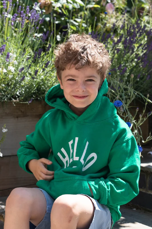 Eye-catching Personality KID: Varsity Green Hello Classic Hoodie