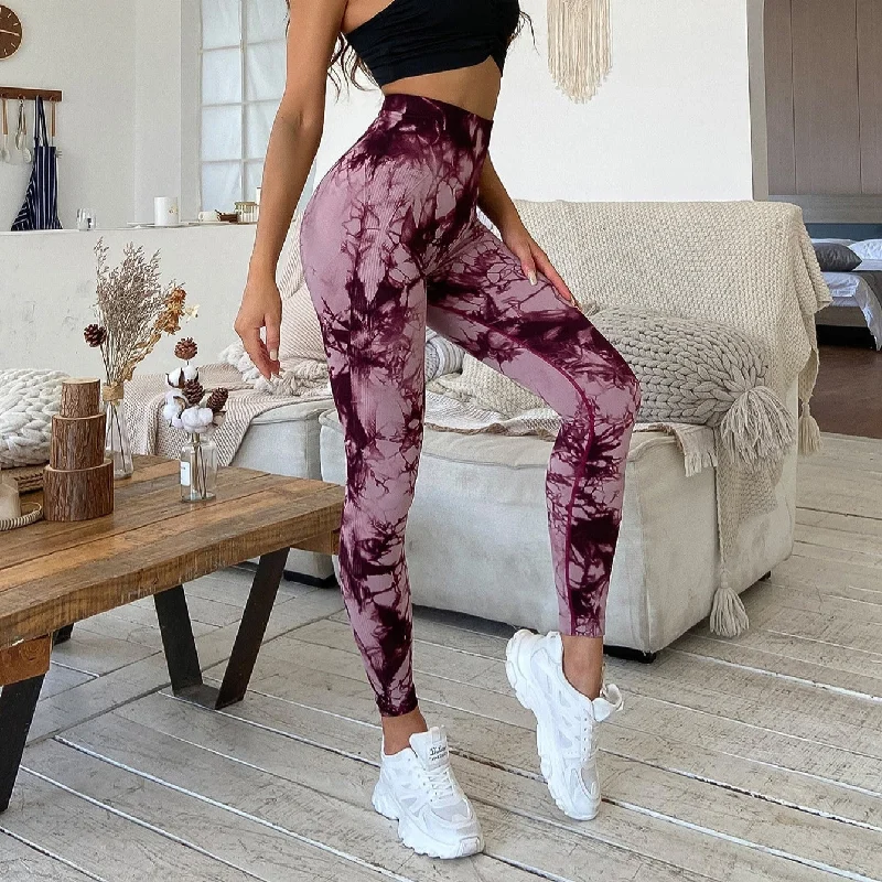 Alice style Tie Dyed High Waisted And Hip Lifting Fitness Pants