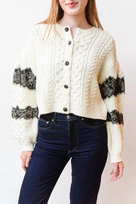 Fresh And Elegant Louise Cardigan In White And Black