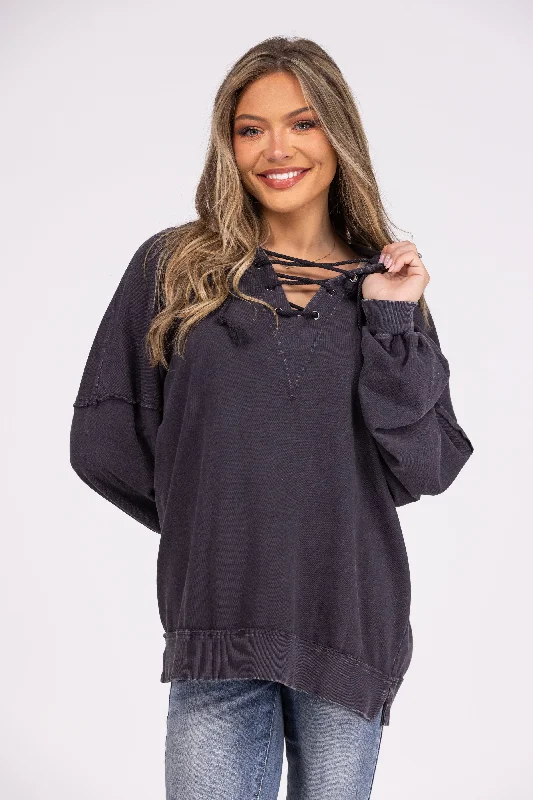 Elegant And Casual Bring The Energy Women's Strappy V-Neck Hoodie