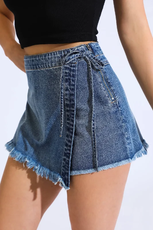 Luxury Customization ASYMMETRICAL SKORT W TIE