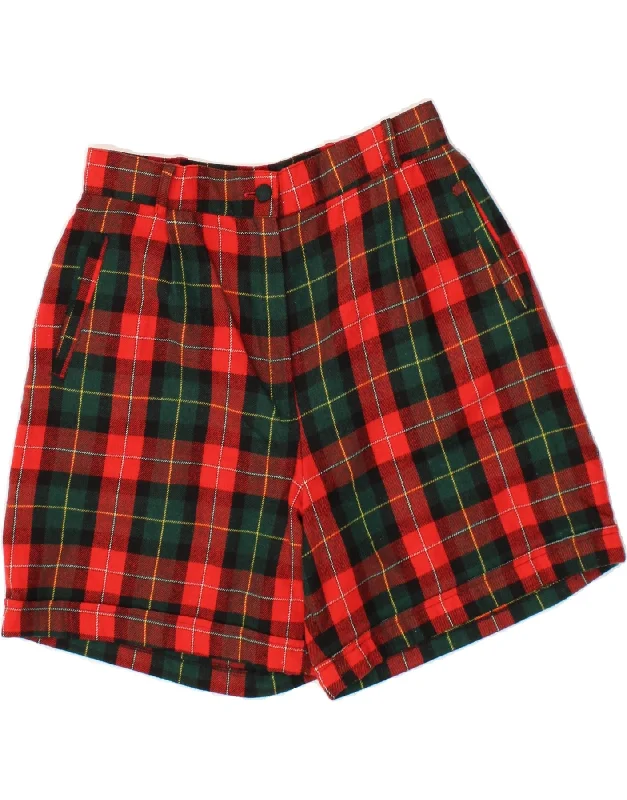 Leisure And Entertainment VINTAGE Womens High Waist Chino Shorts W28 Medium Red Check