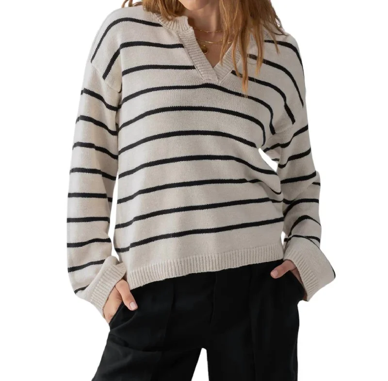 Fashion Design Chill Vibes Sweater In Chalk Black Stripe