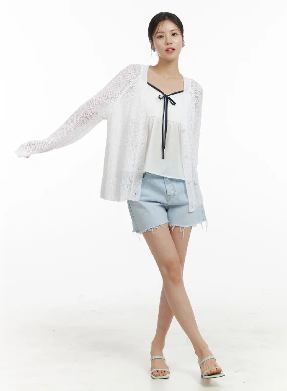 Youthful Destroyed Hem Denim Shorts OA422