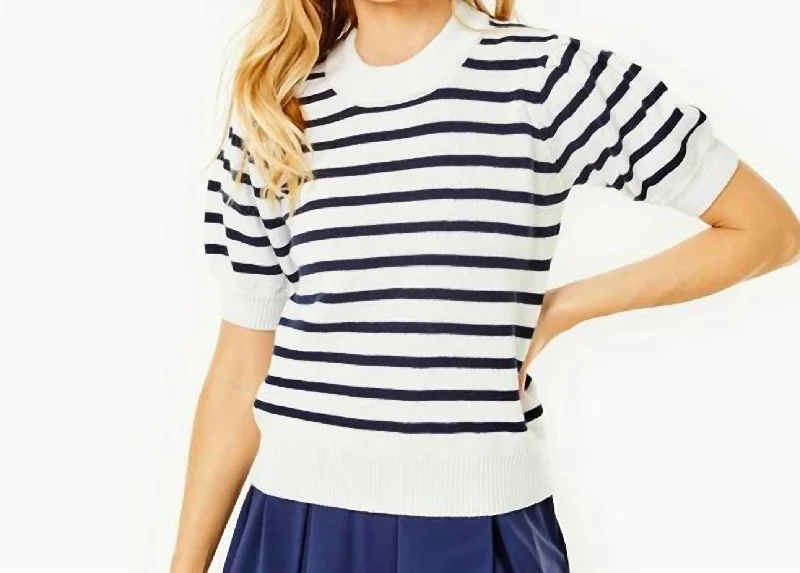Energetic Locust Sweater In White Navy
