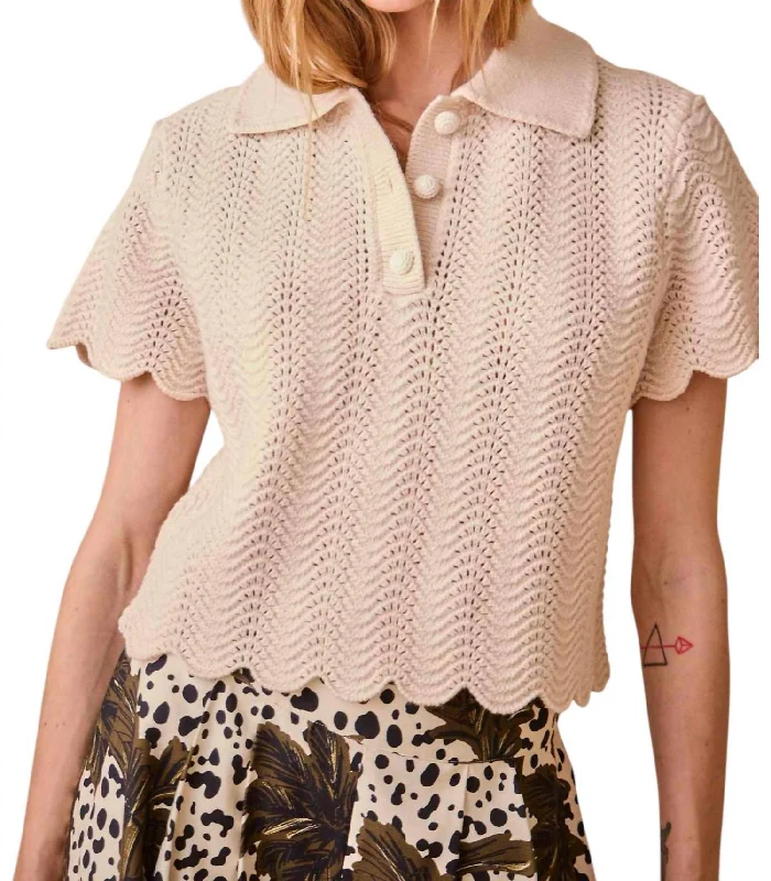 Knowledge And Elegance Greige Nadine Sweater In Natural