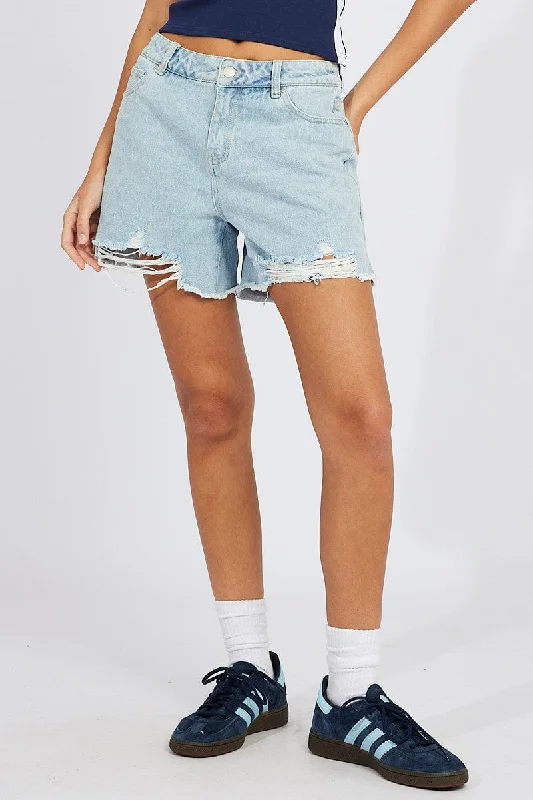 Carefree Denim High Rise Denim Shorts Relaxed