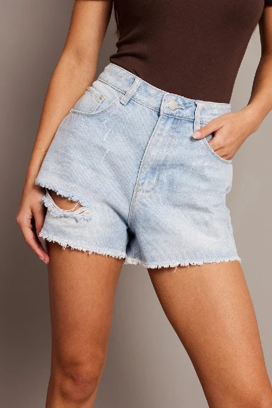 Personal Design Denim Relaxed Shorts High Rise