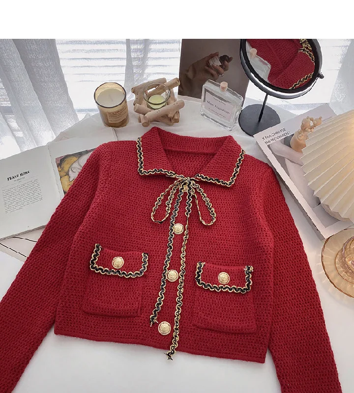 Warm Comfort Korean color contrast bandage design retro short top  6027
