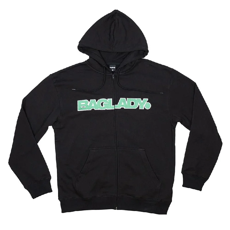 Classic Retro Baglady Full Zip Hoodie - Black