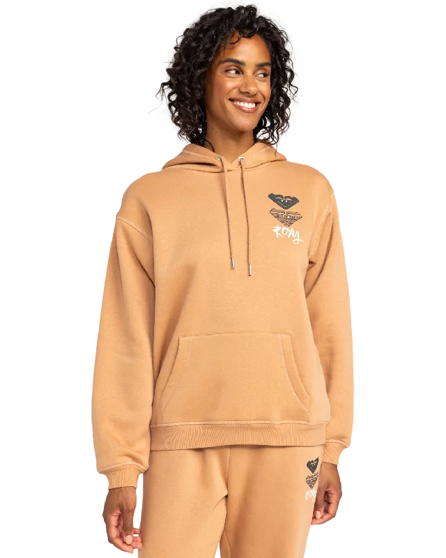 Elegant Outline Surf Stoked Hoodie in Camel