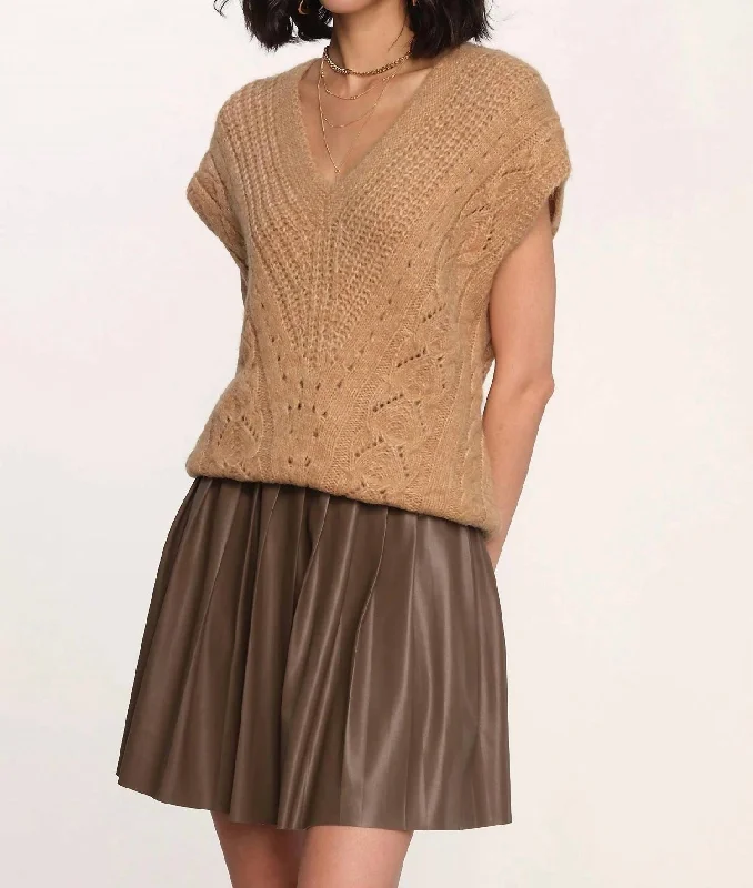 Cute Style Ashby Sweater Vest In Latte