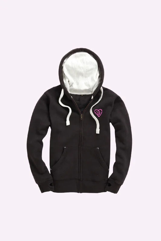 Exquisite Fabrics Luxe - Love Black Zip Up Hoodie