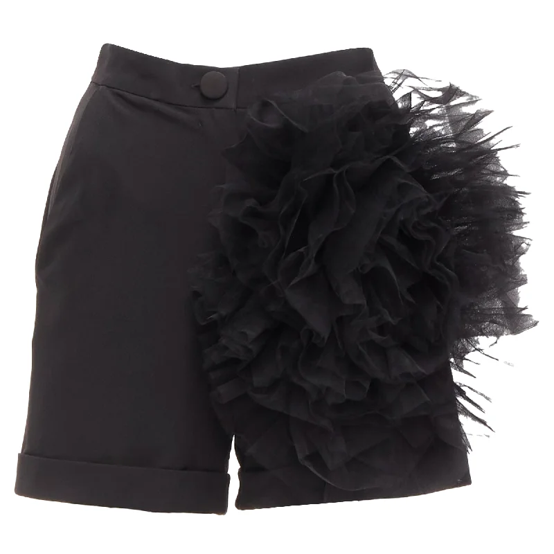 Fashionable Items Loulou Studio Oversized Tulle Flower High Waisted Cuffed Shorts
