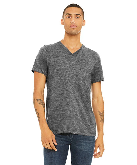 British Style 3655C - Bella + Canvas Unisex Textured Jersey V-Neck T-Shirt | Asphalt Slub