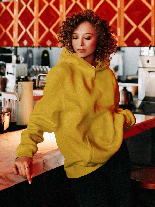 Noble Temperament Basic Mustard Yellow Winter Hoodies