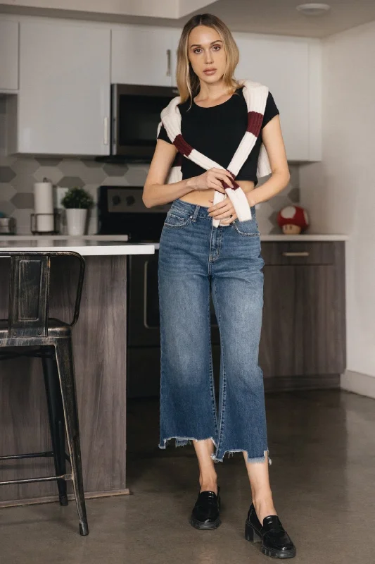 Thin Design WIDE LEG STOVEPIPE JEANS - VINTAGE DARK BLUE