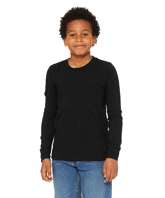 Stylish Comfort 3501YCV - Bella + Canvas Youth Heather CVC Long-Sleeve T-Shirt | Black Heather