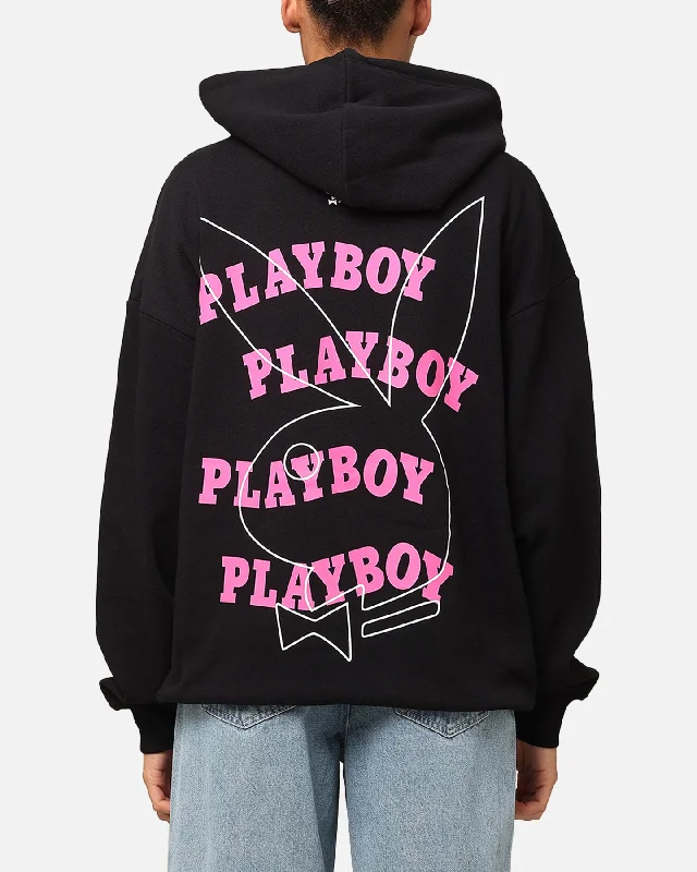 Knowledge And Elegance Playboy Wavy Stack Hoodie Black