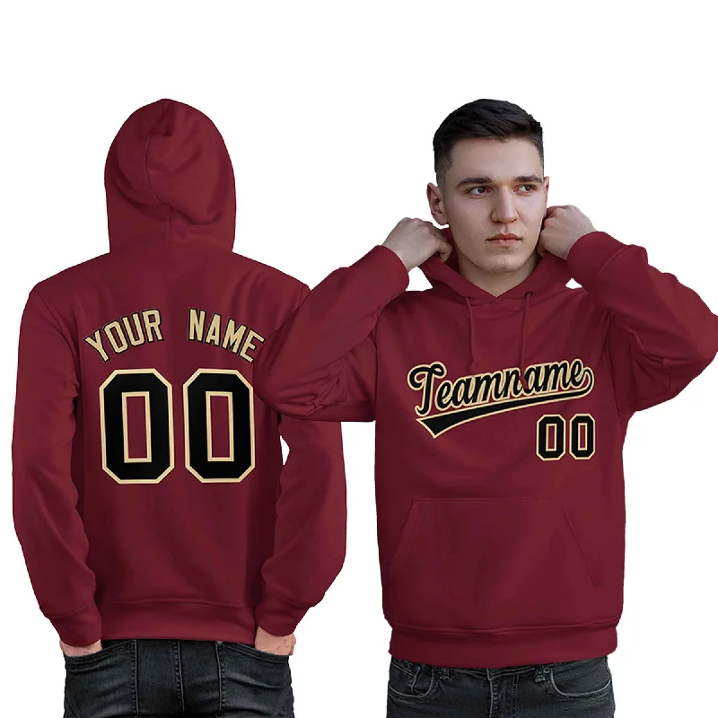 Chic Lounge Custom Cardinal Black-Old Gold Classic Style Personalized Sport Pullover Hoodie